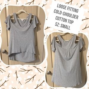 🛒 2/$12 Cold-shoulder Gray Cotton Top by C - size Small